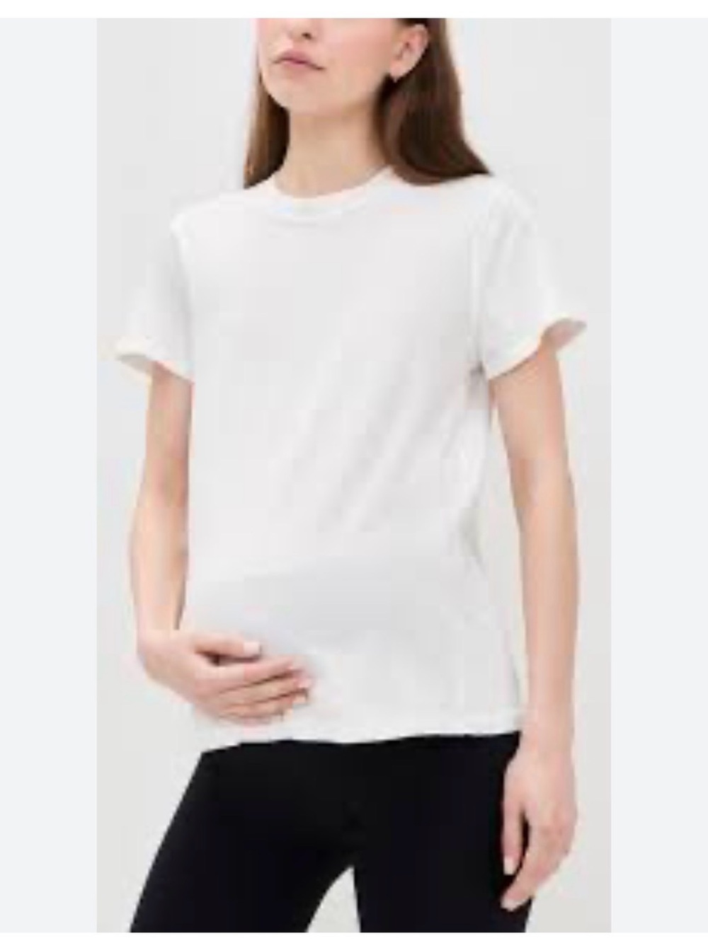 HATCH washed cotton Crew T-Shirt 100% Cotton Maternity White Short Sleeve Size 1